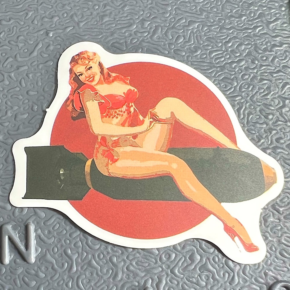 RIDER Sexy Pinup Gorgeous Sticker Retro Vintage BomberGirl Ace Pilot